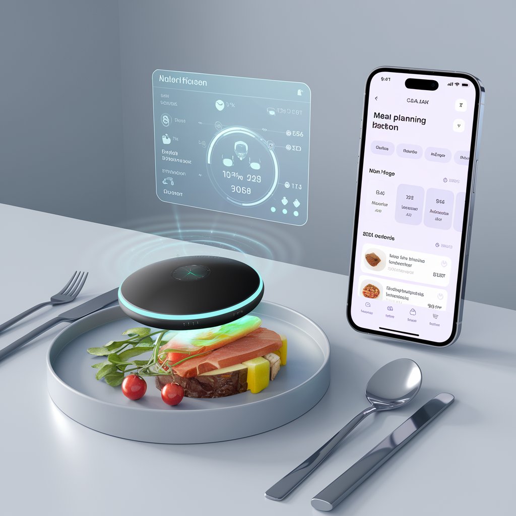 NutriScope360 escaneando un plato de comida y mostrando información nutricional en una app móvil.